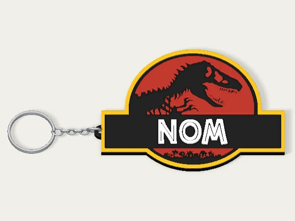 Porte-clés personnalisé Jurassic Park — design personnalisé en exemple