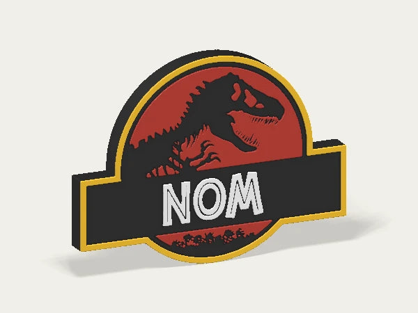 Plaque personnalisée Jurassic Park — design personnalisé en exemple